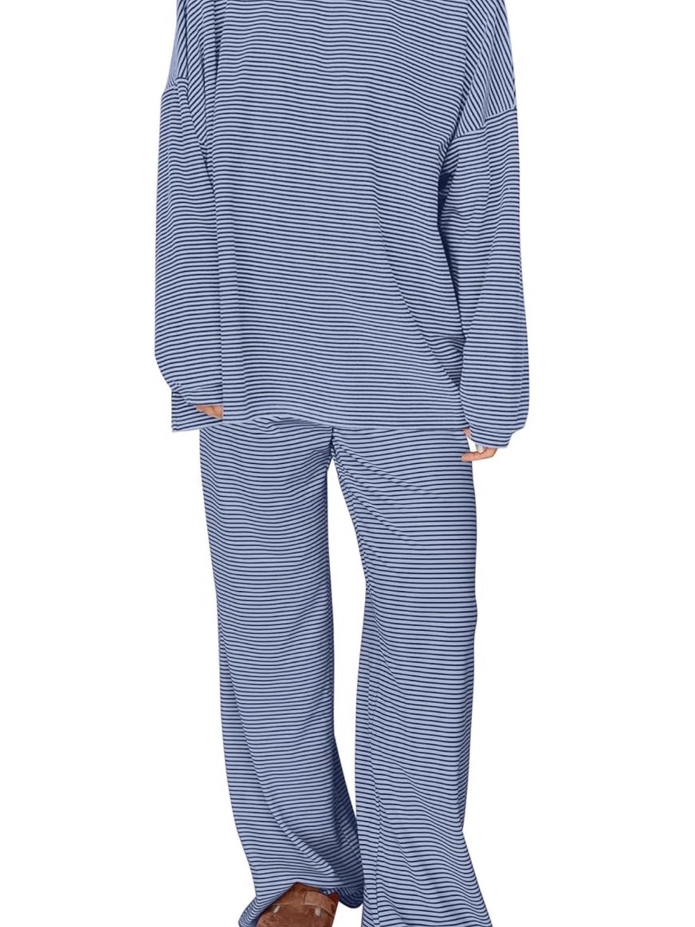 Blue Stripe Kids Pajama Set - Cozy Long Sleeve Top & Pants